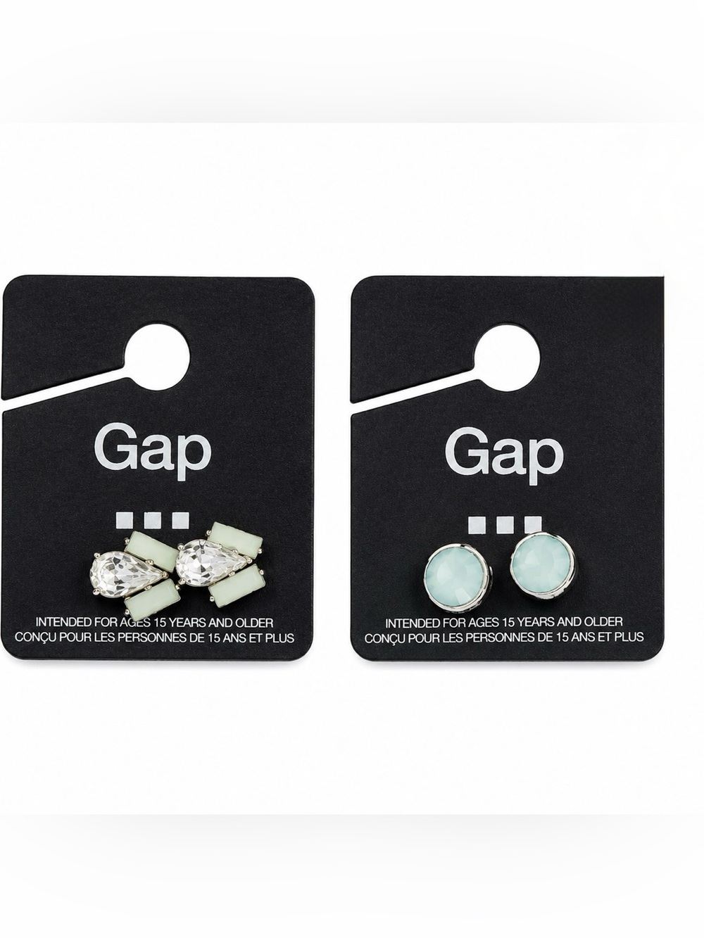 2 Gap Mint green silver Crystal Stud Earrings Duo minimalist cute feminine gift